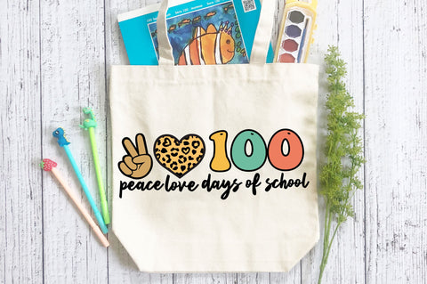 peace love 100 days of school svg Design SVG Regulrcrative 