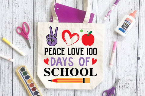 Peace love 100 days of school Svg Design SVG Regulrcrative 