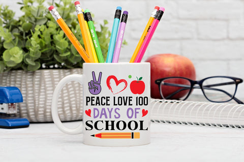 Peace love 100 days of school Svg Design SVG Regulrcrative 