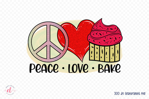 Peace Love Bake - Funny Kitchen Sublimation Sublimation CraftLabSVG 