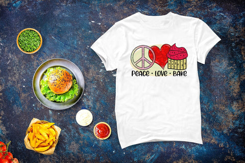 Peace Love Bake - Funny Kitchen Sublimation Sublimation CraftLabSVG 