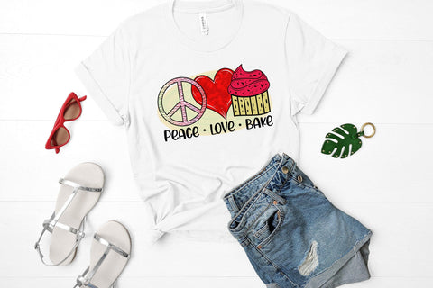 Peace Love Bake - Funny Kitchen Sublimation Sublimation CraftLabSVG 