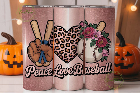Peace Love Baseball 20oz Tumbler Wrap Sublimation PixelChick 