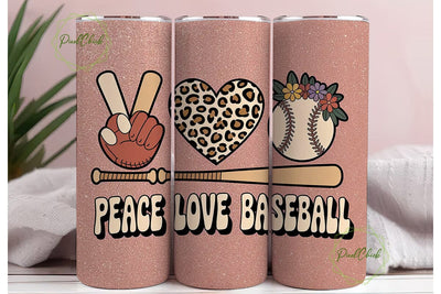 Peace Love Baseball 20oz Tumbler Wrap Sublimation PixelChick 