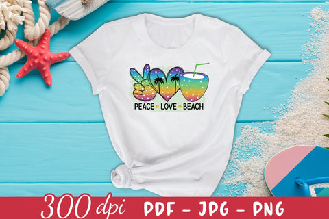 Peace Love Beach, Summer Sublimation Design Sublimation CraftLabSVG 