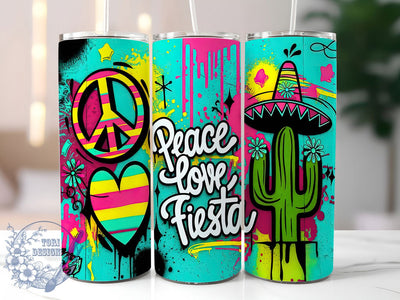 Peace Love Boho Fiesta Tumbler Wrap, Boho Tumbler Wrap, Fiesta Sublimation Design, 20oz Tumbler PNG, Cinco De Mayo Tumbler, Boho Sublimation Wrap, Peace Love Sublimation Sublimation ToriDesigns 