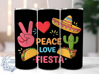 Peace Love Boho Fiesta Tumbler Wrap, Boho Tumbler Wrap, Fiesta Sublimation Design, 20oz Tumbler PNG, Cinco De Mayo Tumbler, Boho Sublimation Wrap, Peace Love Sublimation Sublimation ToriDesigns 