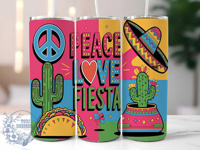 Peace Love Boho Fiesta Tumbler Wrap, Boho Tumbler Wrap, Fiesta Sublimation Design, 20oz Tumbler PNG, Cinco De Mayo Tumbler, Boho Sublimation Wrap, Peace Love Sublimation Sublimation ToriDesigns 