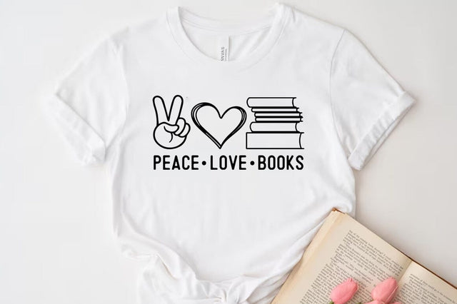 Peace love books, Reading SVG SVG FiveStarCrafting 