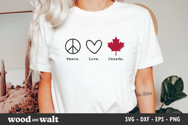 Peace Love Canada SVG Cut File SVG Wood And Walt 