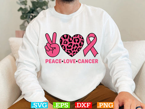 Peace Love Cancer Svg, Breast Cancer Awareness Svg, Fight Breast Cancer Warrior, Breast Cancer Clip Art SVG Creativeart88 
