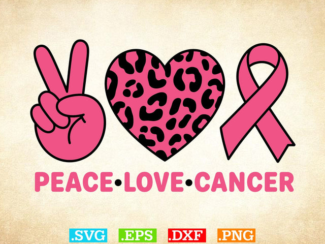 Peace Love Cancer Svg, Breast Cancer Awareness Svg, Fight Breast Cancer Warrior, Breast Cancer Clip Art SVG Creativeart88 