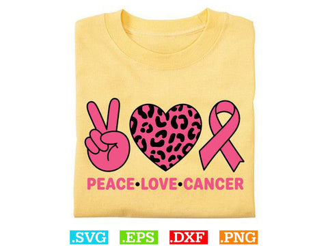 Peace Love Cancer Svg, Breast Cancer Awareness Svg, Fight Breast Cancer Warrior, Breast Cancer Clip Art SVG Creativeart88 