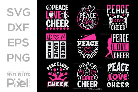 Peace Love Cheer SVG Cheerleading Cheer Life Bundle Cheer Team Cheer Quote Design PET 00659 SVG ETC Craft 