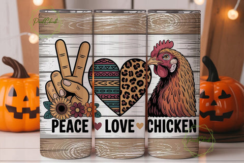 Peace Love Chicken 20oz Tumbler Wrap Sublimation PixelChick 