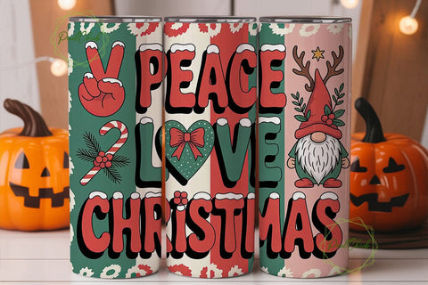 Peace Love Christmas 20oz Tumbler Wrap Sublimation PixelChick 