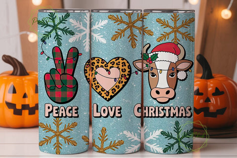 Peace Love Christmas 20oz Tumbler Wrap Sublimation PixelChick 