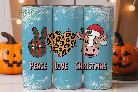 Peace Love Christmas 20oz Tumbler Wrap Sublimation PixelChick 