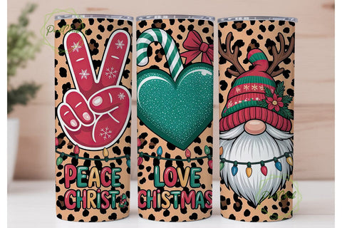 Peace Love Christmas 20oz Tumbler Wrap Sublimation PixelChick 