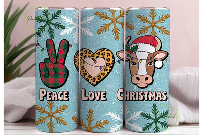 Peace Love Christmas 20oz Tumbler Wrap Sublimation PixelChick 