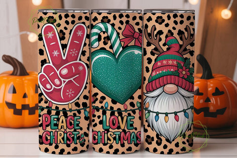 Peace Love Christmas 20oz Tumbler Wrap Sublimation PixelChick 