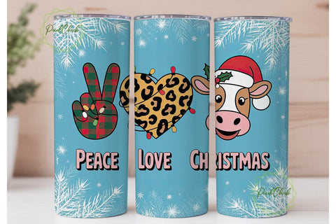 Peace Love Christmas 20oz Tumbler Wrap Sublimation PixelChick 