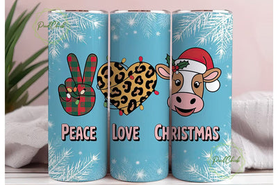 Peace Love Christmas 20oz Tumbler Wrap Sublimation PixelChick 