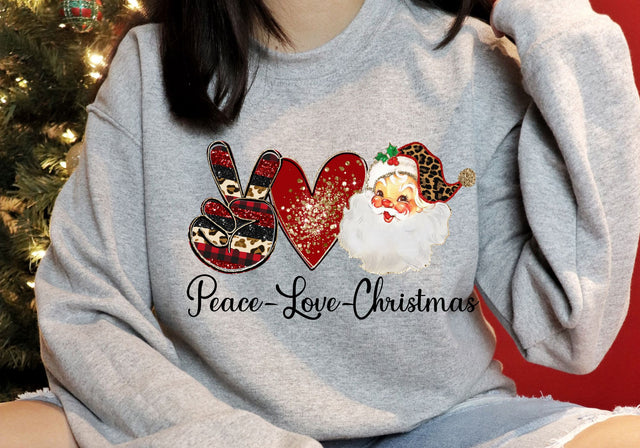 Peace Love Christmas Santa | Vintage Holiday Typography PNG | Retro Christmas Design Sublimation Print Perfect Design Shop 