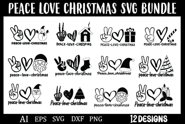 Peace Love Christmas SVG/PNG Bundle,Christmas Shirt SVG Bundle, SVG BB Type Studios 