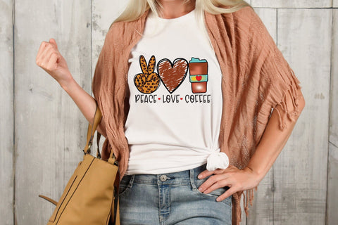 Peace Love Coffee PNG Sublimation Sublimation CraftLabSVG 