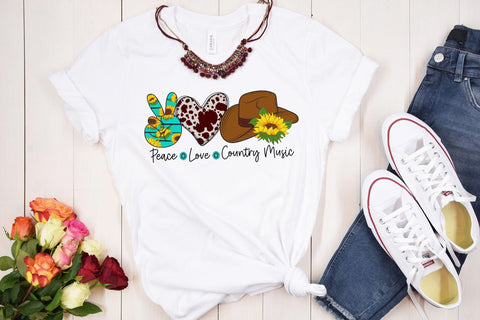 Peace Love Country Music | Western PNG Sublimation Sublimation CraftLabSVG 