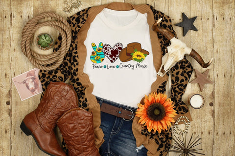 Peace Love Country Music | Western PNG Sublimation Sublimation CraftLabSVG 