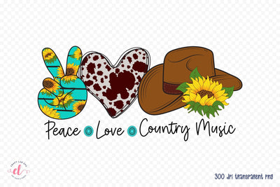 Peace Love Country Music | Western PNG Sublimation Sublimation CraftLabSVG 
