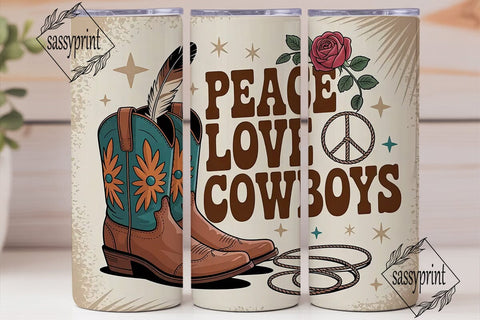 Peace Love Cowboys 20oz Tumbler Wrap Sublimation sassyprint 