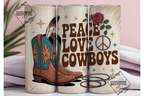 Peace Love Cowboys 20oz Tumbler Wrap Sublimation sassyprint 