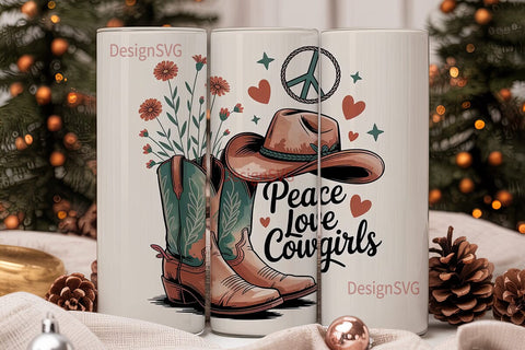 Peace Love Cowgirls 20oz Tumbler Wrap Sublimation DesignSVG 