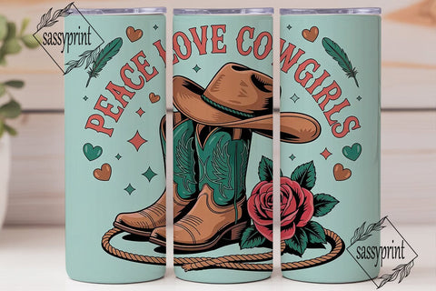 Peace Love Cowgirls 20oz Tumbler Wrap Sublimation sassyprint 