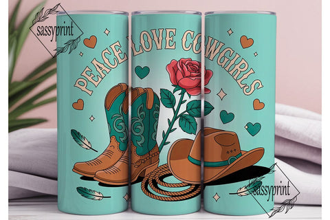 Peace Love Cowgirls 20oz Tumbler Wrap Sublimation sassyprint 