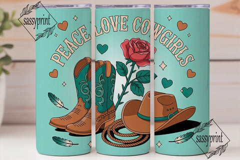 Peace Love Cowgirls 20oz Tumbler Wrap Sublimation sassyprint 