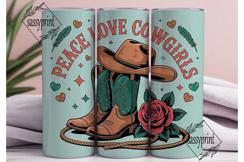 Peace Love Cowgirls 20oz Tumbler Wrap Sublimation sassyprint 