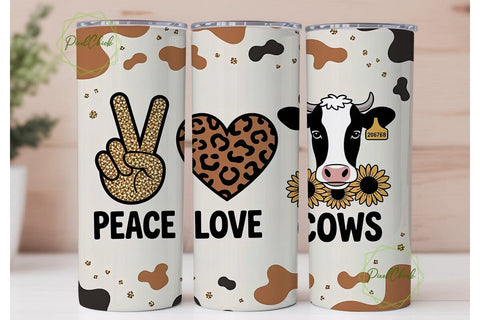 Peace Love Cows 20oz Tumbler Wrap Sublimation PixelChick 