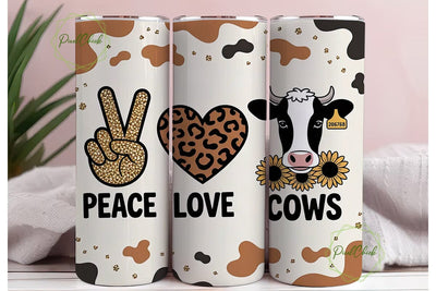 Peace Love Cows 20oz Tumbler Wrap Sublimation PixelChick 