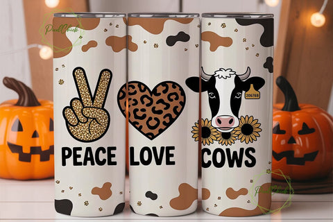Peace Love Cows 20oz Tumbler Wrap Sublimation PixelChick 