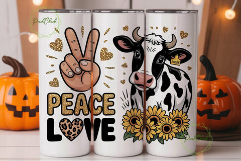 Peace Love Cows 20oz Tumbler Wrap Sublimation PixelChick 