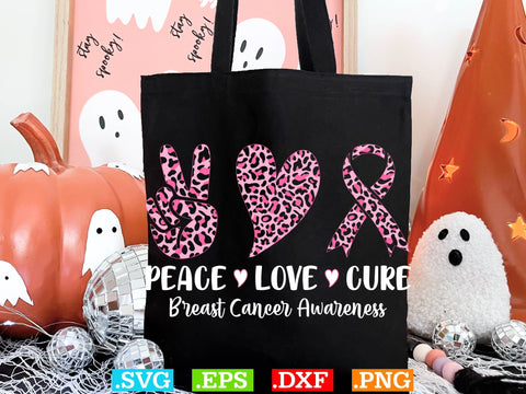 Peace Love Cure Breast Cancer Awareness Shirt, Back The Pink Svg, Breast Cancer Png SVG Creativeart88 
