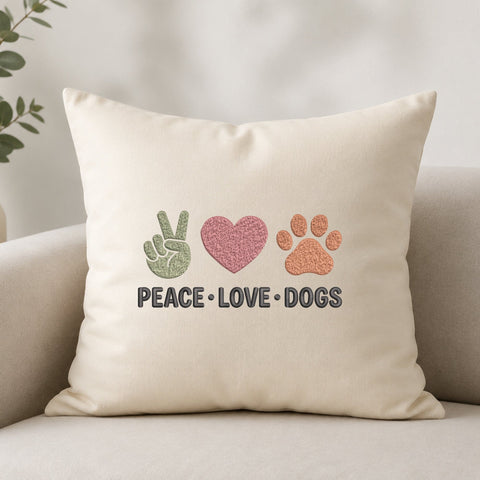 Peace Love Dogs Embroidery Design – Dog Lover Machine Embroidery File, Peace Sign Heart Paw Print, Dog Mom Pet Lover Design Embroidery/Applique DESIGNS PatternFeed8 