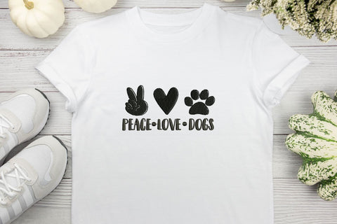 Peace Love Dogs for Machine Embroidery Embroidery/Applique DESIGNS SvgOcean 