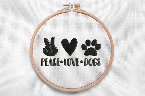 Peace Love Dogs for Machine Embroidery Embroidery/Applique DESIGNS SvgOcean 