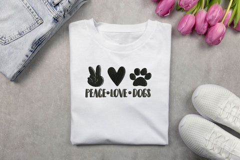 Peace Love Dogs for Machine Embroidery Embroidery/Applique DESIGNS SvgOcean 