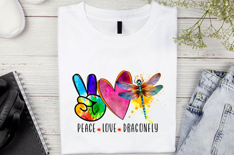 Peace love Dragonfly Sublimation Design Sublimation Regulrcrative 